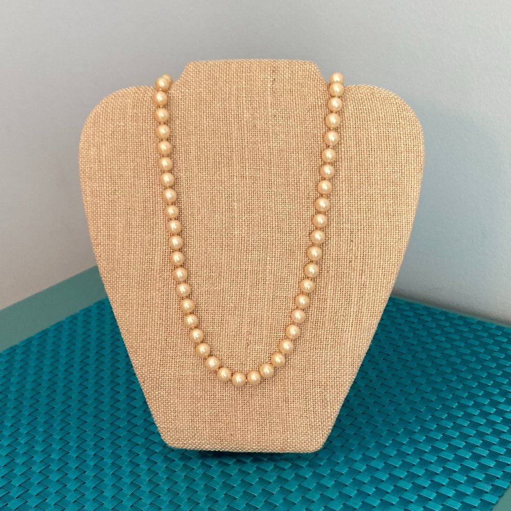 Faux Pearl Necklace Vintage Champagne Beige Color EUC